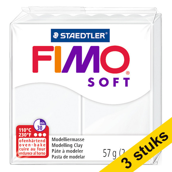 Aanbieding: 3x Fimo klei soft 57g wit | 0 424692 - 1