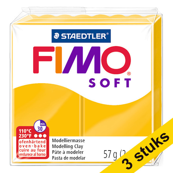 Aanbieding: 3x Fimo klei soft 57g zonnegeel | 16 424662 - 1