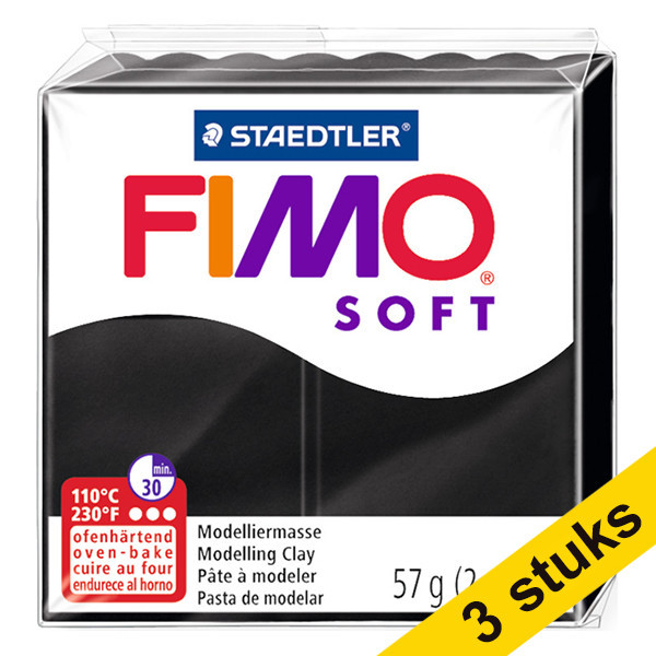 Aanbieding: 3x Fimo klei soft 57g zwart | 9 424714 - 1