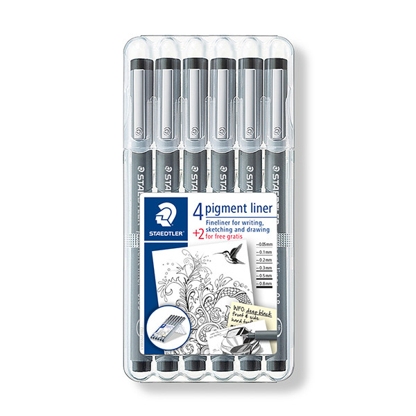 Staedtler Lumocolor 308 fineliner zwart (0,05 - 0,8 mm) 6 stuks 308SB6P 209641 - 1