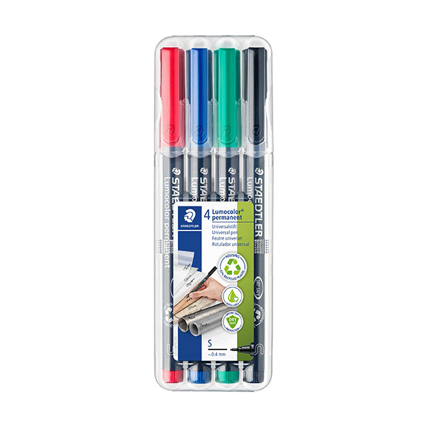 Staedtler Lumocolor 313 permanent marker assorti 4 stuks (0,4 mm rond) 313WP4 209623 - 1