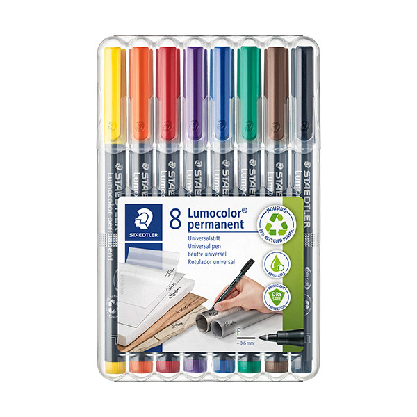 Staedtler Lumocolor 318 permanent marker assorti 8 stuks (0,6 mm rond) 318WP8 209624 - 1