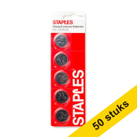 Aanbieding: 10x Staples PowerX CR2025 Lithium knoopcel batterij (5 stuks) 390698