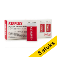 Aanbieding: 5x Staples PowerX 6LR61 9V E-Blok batterij 5 stuks 390695