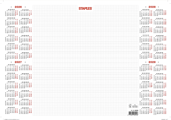 Staples bureauonderlegger 50 x 35 cm 2026-2029 (40 vel) 202560 - 1
