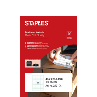 Staples etiketten A4 48,5 x 25,4 mm wit (4.000 etiketten) 298448