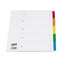 Staples kartonnen tabbladen A4 gekleurd met 5 tabs (11-gaats) 297977
