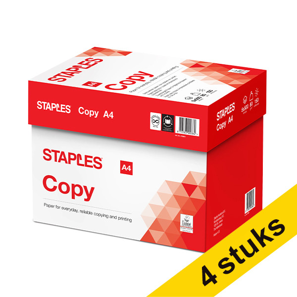 Staples kopieerpapier 4 dozen van 2500 vel A4 - 80 grams 390013 - 1