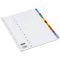 Staples voorbedrukte tabbladen A4 11-gaats 1-12 gekleurd 299355