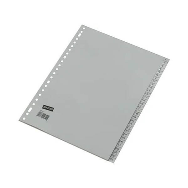 Staples voorbedrukte tabbladen A4 23-gaats 1-31 grijs 299353 - 2