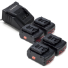 Starterset: 4x Bosch GBA 18V / 1600Z00037 accu's + lader (18 V, 3.0 Ah, 123accu huismerk) ABO00025 - 1