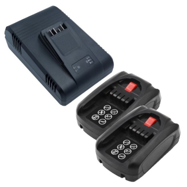 Startset: 2 stuks Bosch Power For All 18V | PBA 18V | 1600A005B0 accu's + lader (18 V, 2.5 Ah, 123accu huismerk) ABO00606 - 1