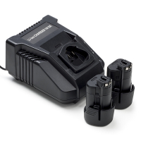 Startset: 2x Bosch GBA 12V accu's + Lader (10.8V-12V, 2.0 Ah, 123accu huismerk) ABO00357