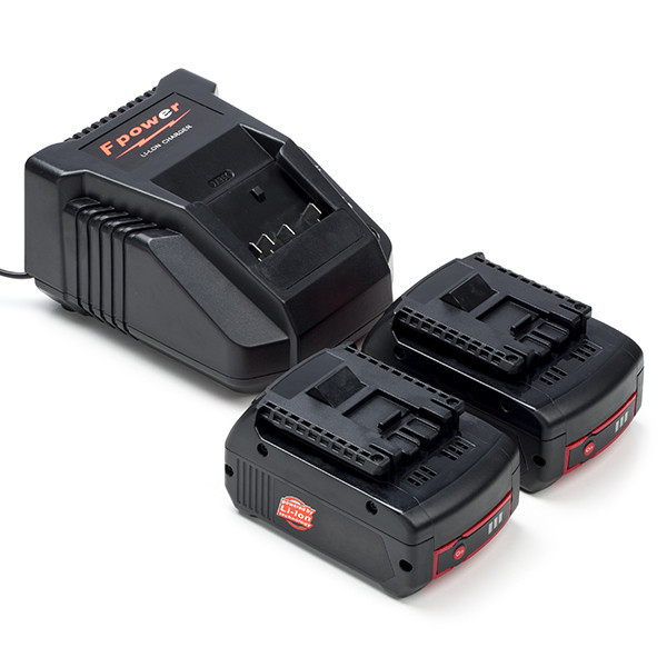Startset: 2x Bosch GBA 18V / 1600A002U5 accu's + Lader (18 V, 5.0 Ah, 123accu huismerk) ABO00377 - 1