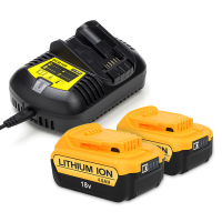 Startset: 2x DeWalt DCB182 XR Li-ion accu's + lader (18 V, 4.0 Ah, 123accu huismerk) ADE01210