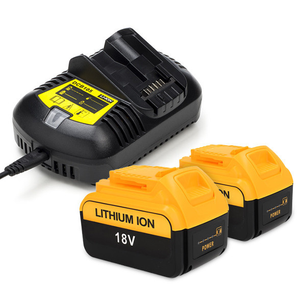 Startset: 2x DeWalt DCB184 XR Li-ion accu's + lader (18 V, 6.0 Ah, 123accu huismerk) ADE01185 - 1