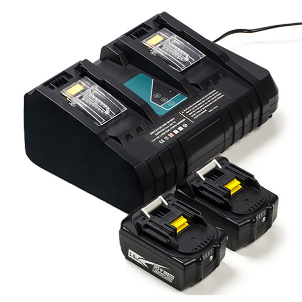 Startset: 2x Makita BL1830B / 18V LXT accu + duolader (18 V, 3.0 Ah, 123accu huismerk) AMA00498 - 1