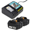 Startset: 2x Makita BL1830B / 18V LXT accu's + lader (18 V, 3.0 Ah, 123accu huismerk) AMA00508 - 1
