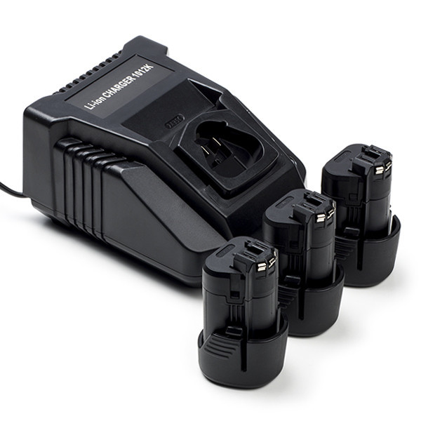 Startset: 3x Bosch GBA 12V accu's + Lader (10.8V-12V, 2.0 Ah, 123accu huismerk) ABO00355 - 1