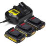 Startset: 3x DeWalt DCB183 XR Li-ion accu's + lader (18 V, 1.5 Ah, 123accu huismerk) ADE01145 - 1