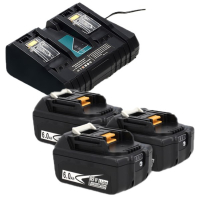 Startset: 3x Makita BL1860B / 18V LXT accu + duolader (18 V, 6.0 Ah, 123accu huismerk) AMA00500