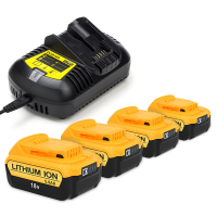 Startset: 4x DeWalt DCB184 XR Li-ion accu's + lader (18 V, 5.0 Ah, 123accu huismerk) ADE01201