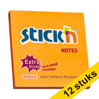 Aanbieding: 12x Stick'n extra sticky notes oranje 76 x 76 mm