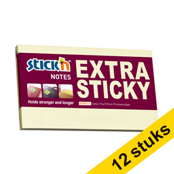 Aanbieding: 12x Stick'n extra sticky notes pastelgeel 76 x 127 mm 201723 - 1