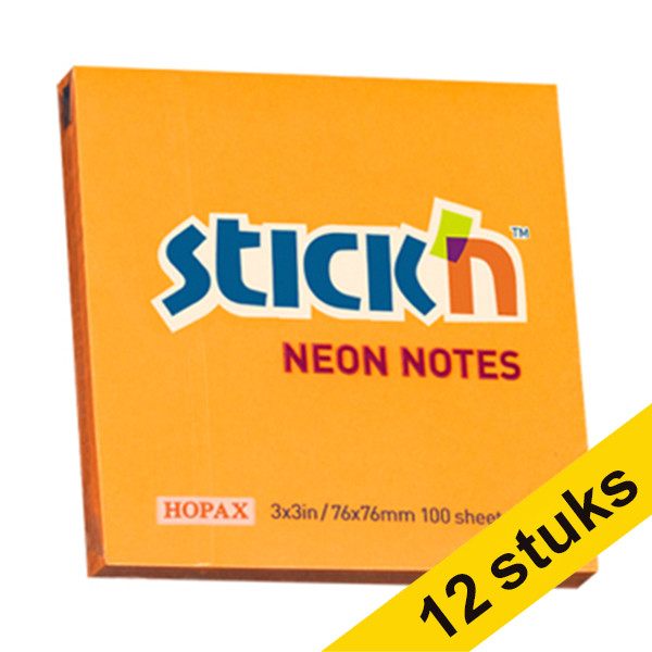 Aanbieding: 12x Stick'n notes neon-oranje 76 x 76 mm 201730 - 1