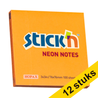 Aanbieding: 12x Stick'n notes neon-oranje 76 x 76 mm