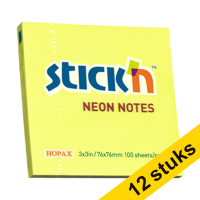 Aanbieding: 12x Stick'n notes neongeel 76 x 76 mm