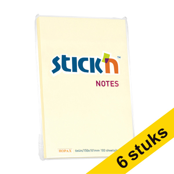 Aanbieding: 6x Stick'n notes pastelgeel 152 x 102 mm 201727 - 1