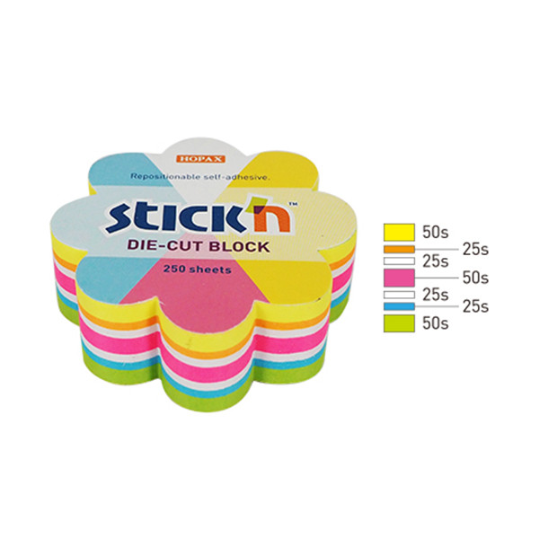 Stick'n Die-Cut notes bloem neonmix 61 x 70 mm (250 vel) 21833 201735 - 1