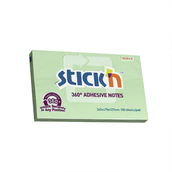 Stick'n memoblok 360 graden lijmrand 76 x 127mm groen (100 vel) 21556 201852 - 1