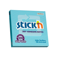 Stick'n memoblok 360 graden lijmrand 76 x 76 mm blauw (100 vel) 21553 201753