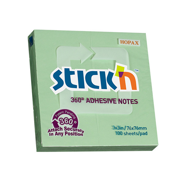 Stick'n memoblok 360 graden lijmrand 76 x 76 mm groen (100 vel) 21552 201751 - 1