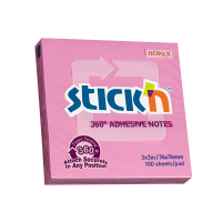 Stick'n memoblok 360 graden lijmrand 76 x 76 mm roze (100 vel) 21554 201755