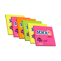Stick'n memoblok extra sticky neon gelinieerd 101 x 101 mm (6 stuks) EH7672 201767