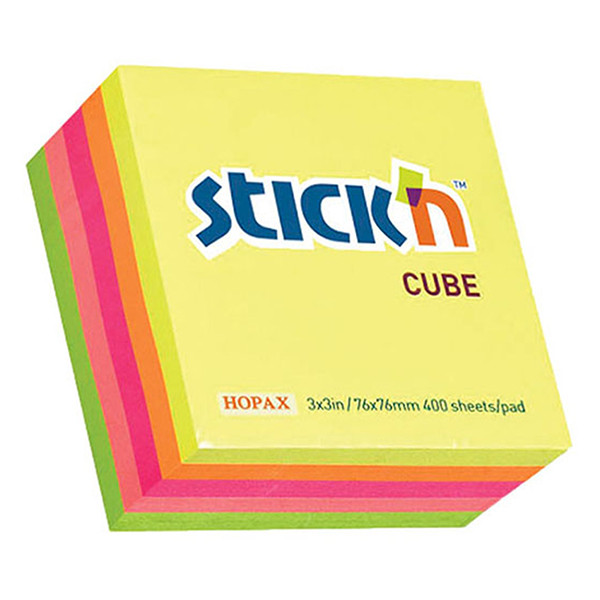 Stick'n zelfklevende notes kubus neonmix 76 x 76 mm 21012 201743 - 1