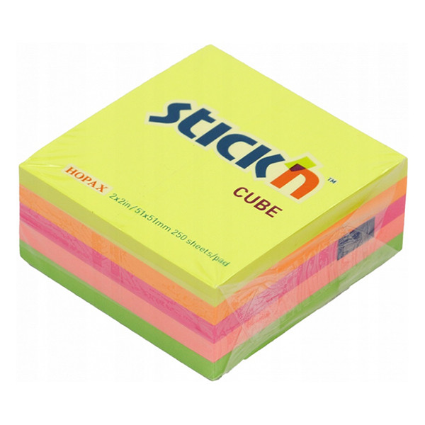 Stick'n zelfklevende notes mini kubus neonmix 51 x 51 mm 21203 201741 - 1