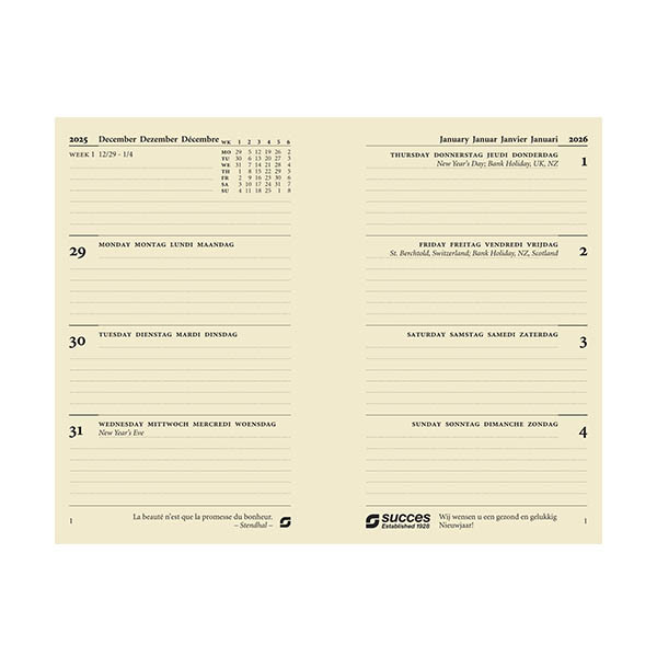 Succes Junior weekagenda 2026 navulling crème (1 week per 2 pagina's) 4-talig 262581 - 2