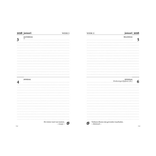 Succes Mini weekagenda 2026 navulling wit (4 dagen per 2 pagina's) NL 262583 - 2