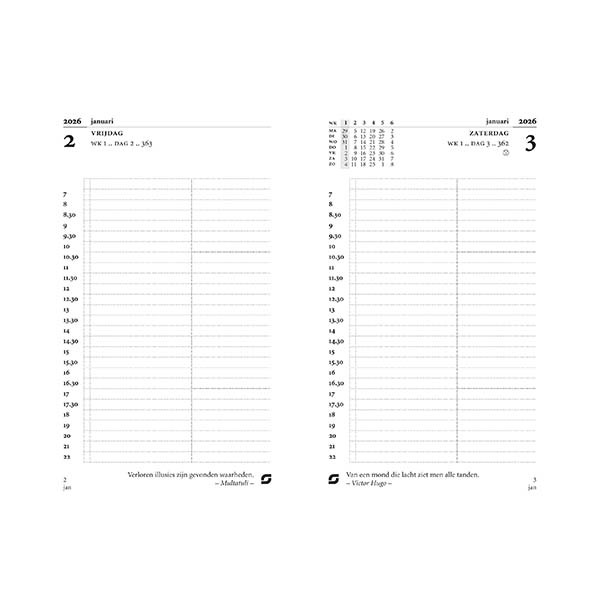 Succes Senior dagagenda met halfuurindeling 2026 navulling wit (1 dag per pagina) NL 262585 - 2