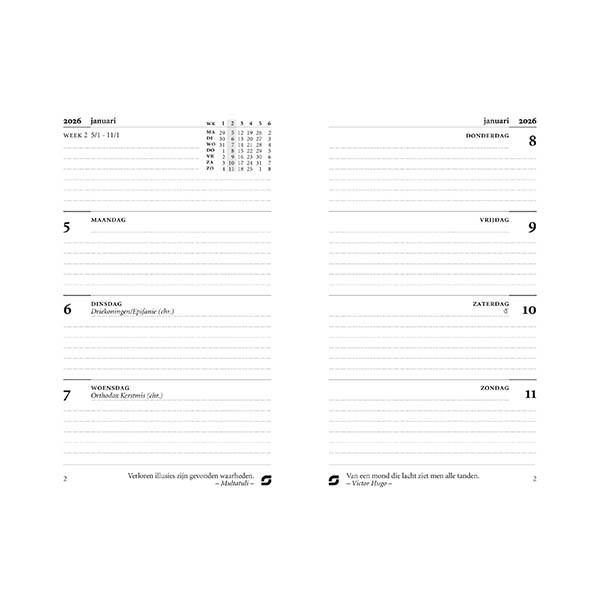 Succes Senior weekagenda 2026 navulling wit (1 week per 2 pagina's) NL 262586 - 2