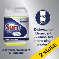 Aanbieding: 2x Sun Professional 2 in 1 Vaatwasmiddel & Spoelglans (5 liter)