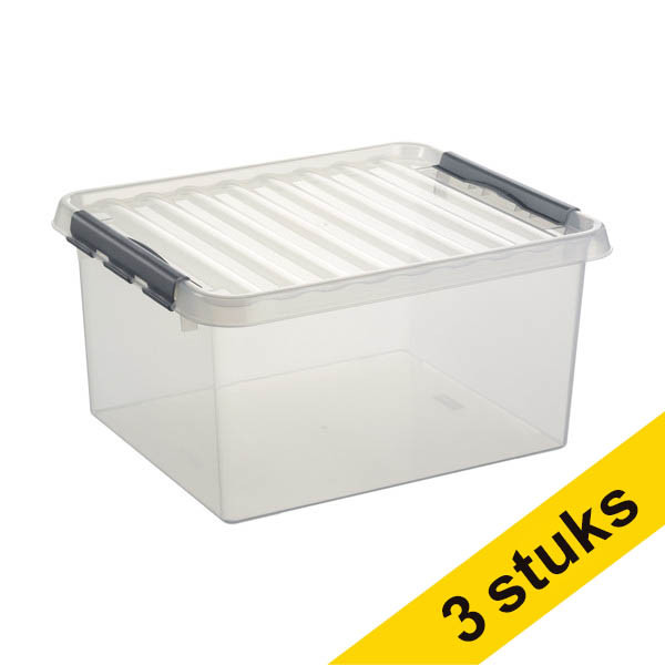 Aanbieding: 3x Sunware Q-line transparante opbergbox 36 liter 303021 - 1