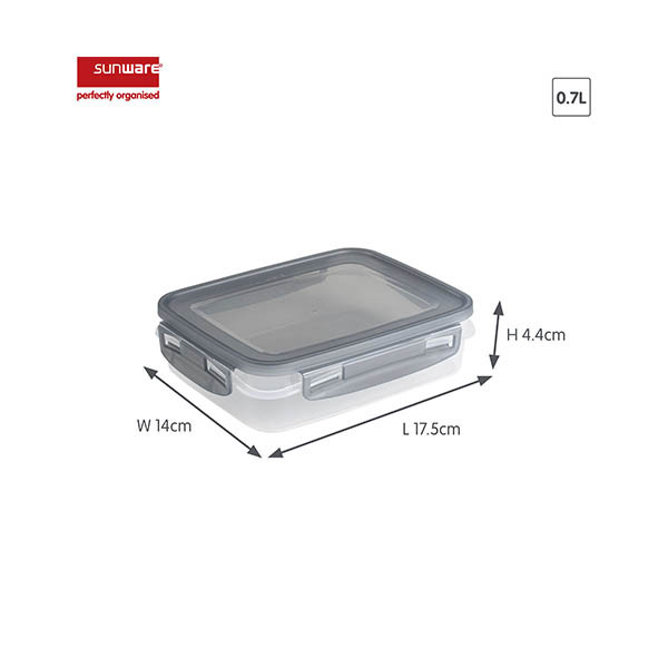 Sunware Club Cuisine transparante diepvriesdozen met clips grijs 0,7 liter (3 stuks) 216817 - 2