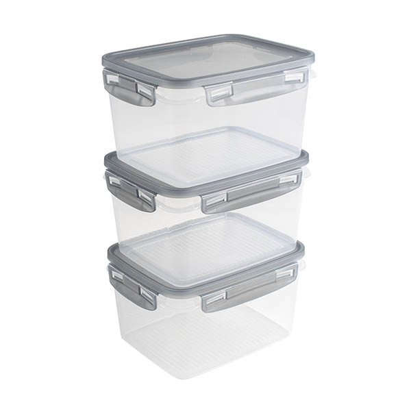 Sunware Club Cuisine transparante diepvriesdozen met clips grijs 1,5 liter (3 stuks) 216819 - 1
