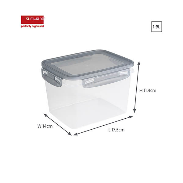 Sunware Club Cuisine transparante diepvriesdozen met clips grijs 1,9 liter (2 stuks) 216820 - 2