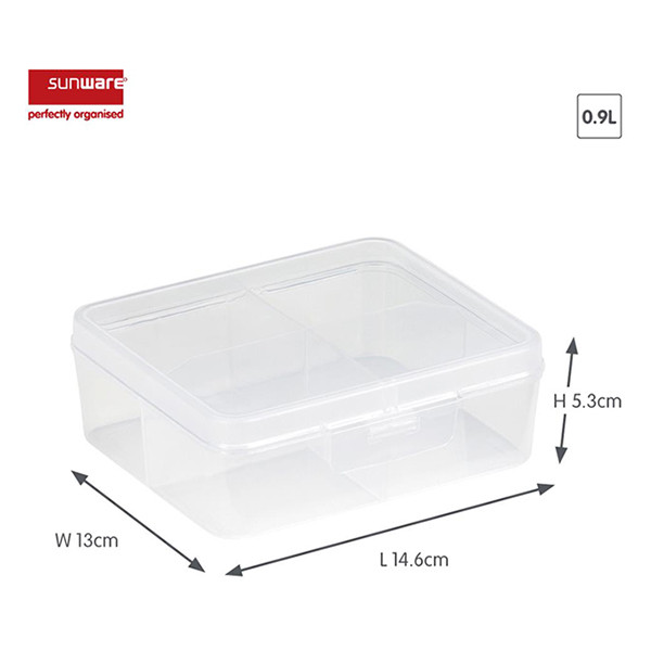 Sunware Q-line transparante opbergbox divider 4 vakken 216521 - 2